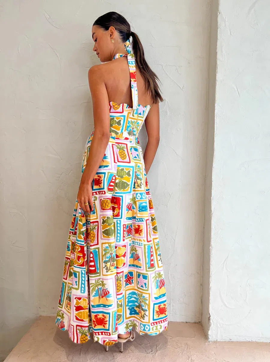 By Nicola Sea Change Top and Maxi Skirt in Summer Vacation Multi-colored Size AU 6 - Image 2