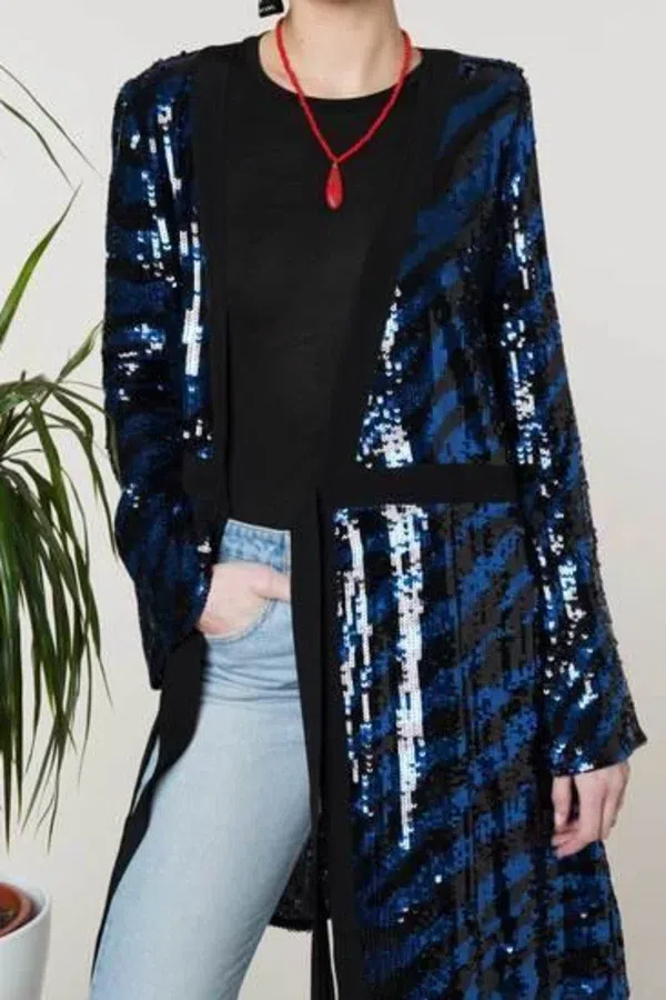 Rixo Maria Blue and Black Sequin Mini Dress Size XS - Image 3