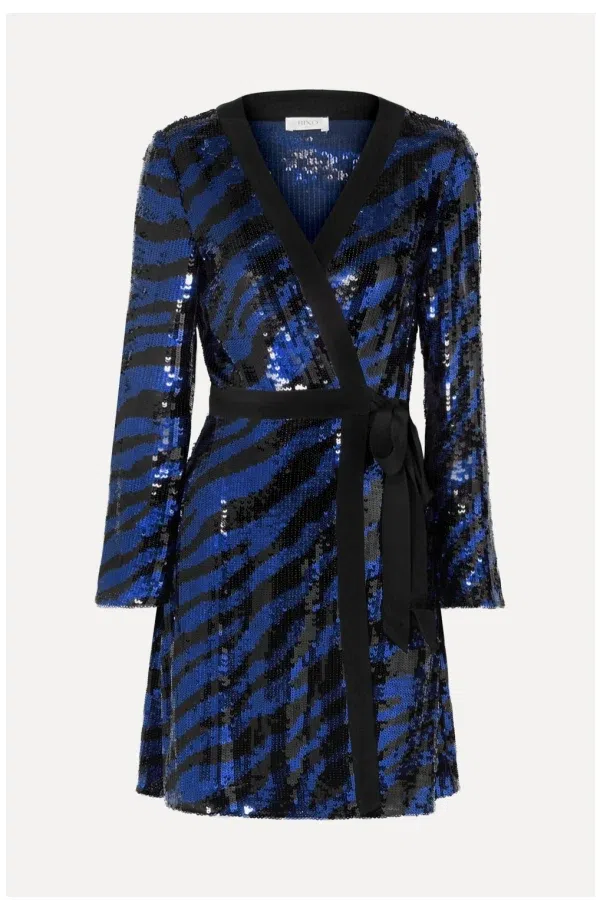 Rixo Maria Blue and Black Sequin Mini Dress Size XS - Image 5