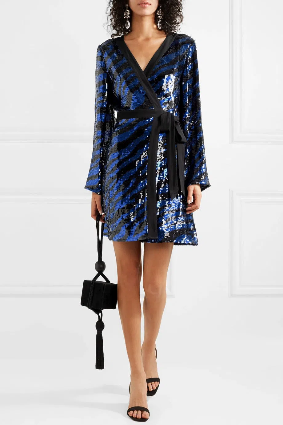 Rixo Maria Blue and Black Sequin Mini Dress Size XS - Image 1