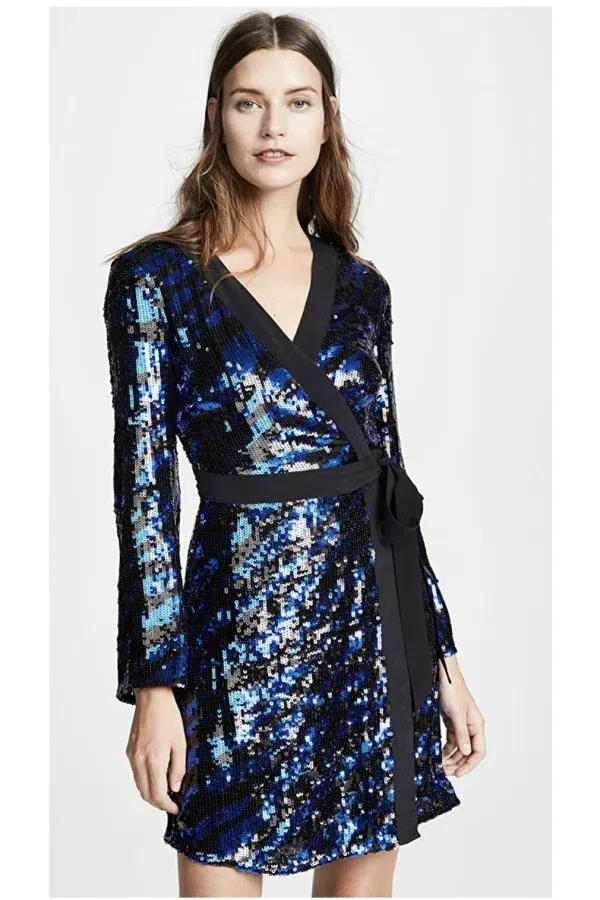 Rixo Maria Blue and Black Sequin Mini Dress Size XS - Image 4