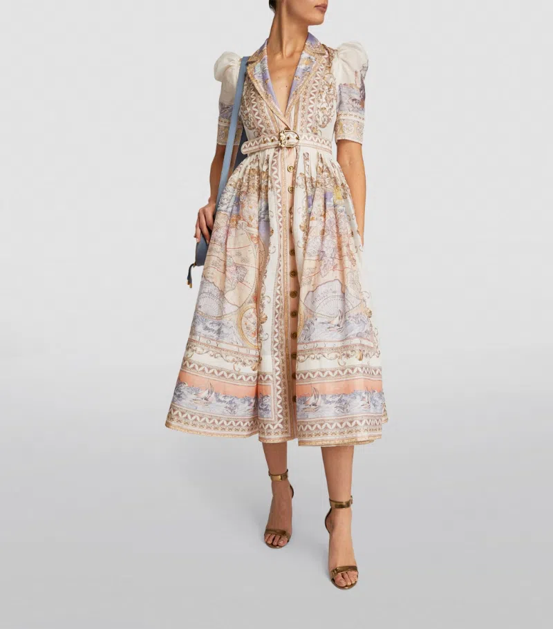 Zimmermann High Tide Midi Shirt Dress Odyssey PrintSize 4 / Au 16 - Image 1