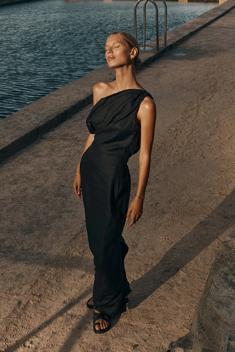 DISSH Cass Black Linen Dress Size 6 - Image 1