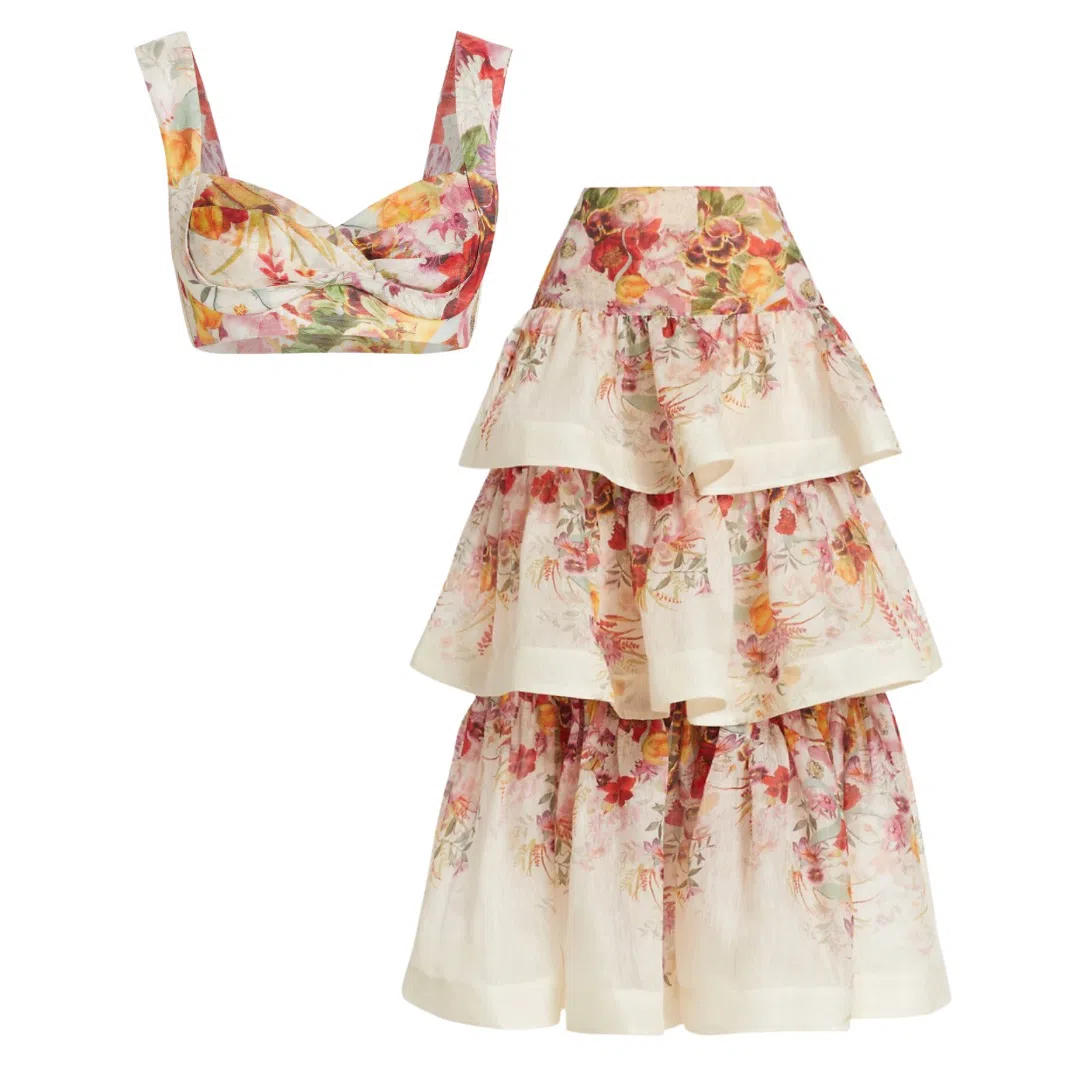 Zimmermann Wonderland Bralette and Tiered Skirt in Elka Poppy Ivory Print Size 1/Au 10 - Image 2