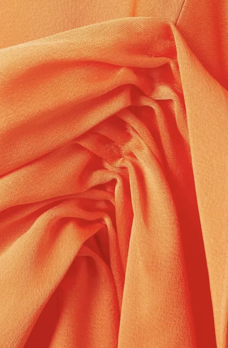 Jonathan Simkhai Asymmetric Draped Satin Midi Dress Orange Size 0 - Image 6