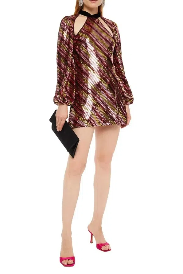 Rixo Harriet Sequin Mini Dress Metallic Size XS - Image 1