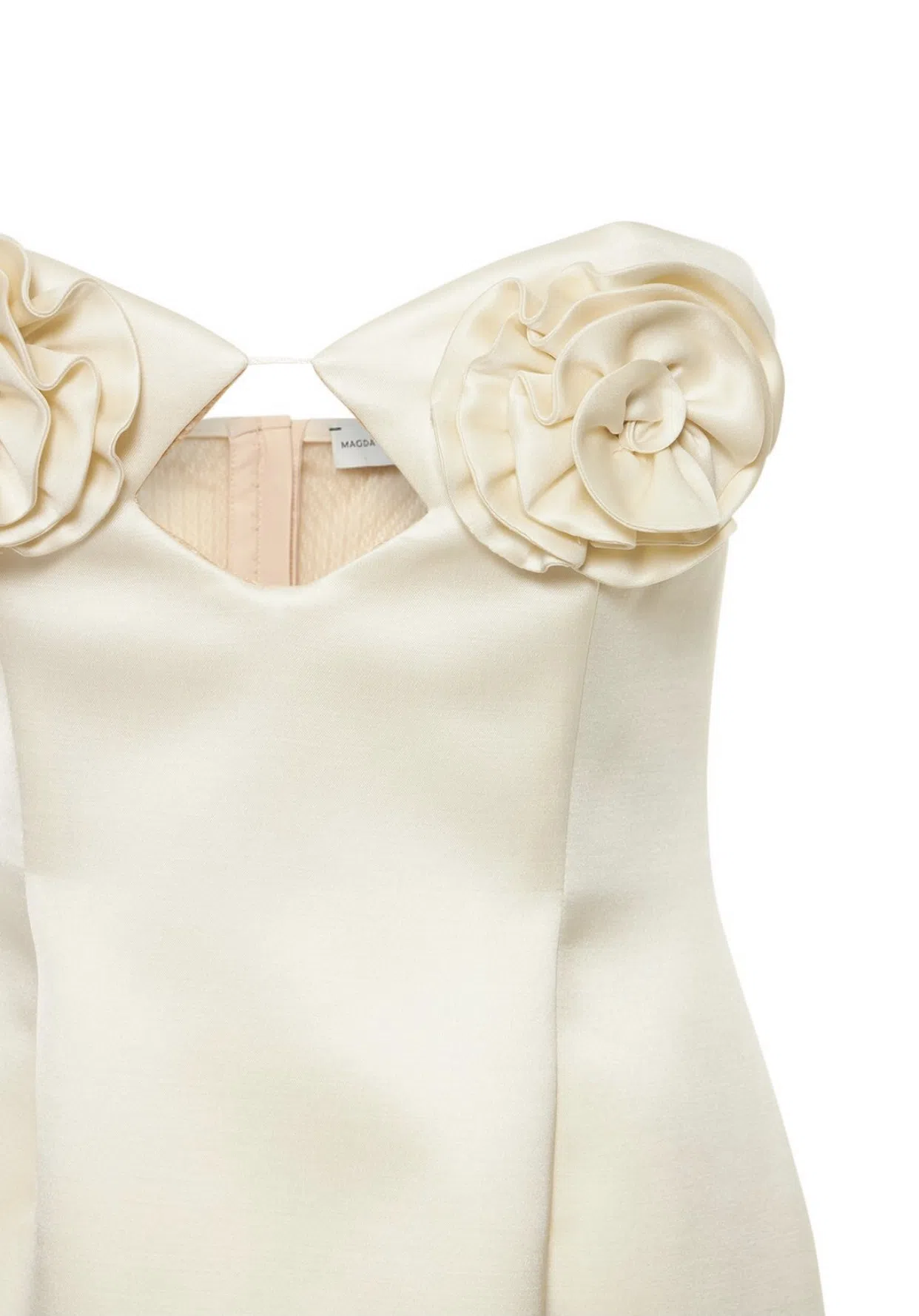 Magda Butrym Strapless Flower Bustier Mini Dress Cream Size 6 - Image 7