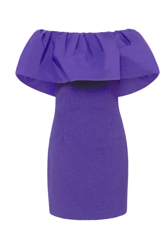 Rebecca Vallance Rumi Off Shoulder Mini Dress Purple Size AU 10 - Image 10