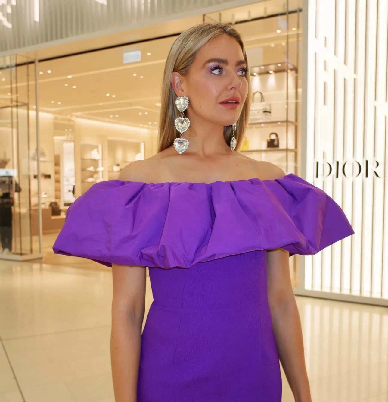 Rebecca Vallance Rumi Off Shoulder Mini Dress Purple Size AU 10 - Image 3