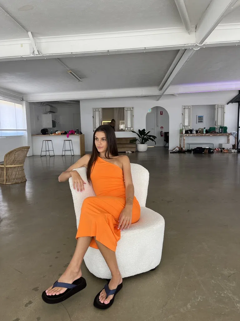 Kookaï Bambi Midi Dress Orange Size 34 / AU 6 - Image 3