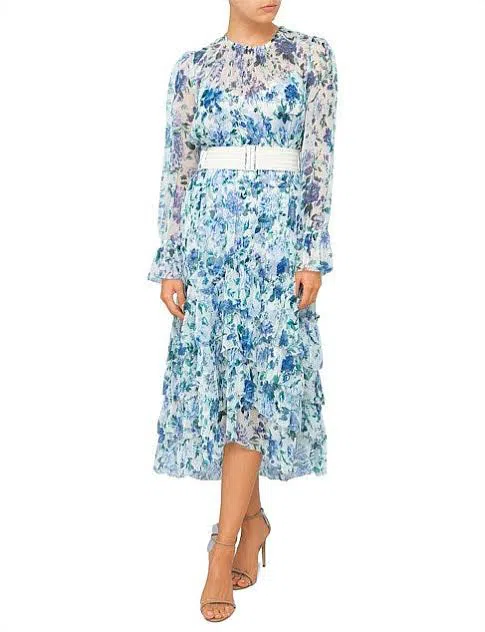 Zimmermann Moncur Chevron Frill Dress in Aquamarine Size 2 / Au 12 - Image 1