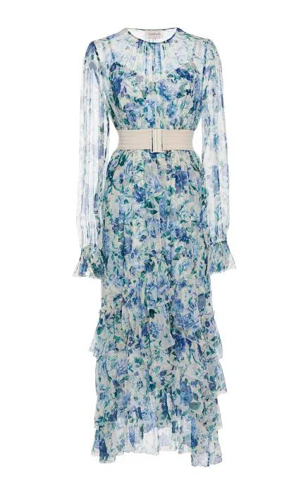 Zimmermann Moncur Chevron Frill Dress in Aquamarine Size 2 / Au 12 - Image 2