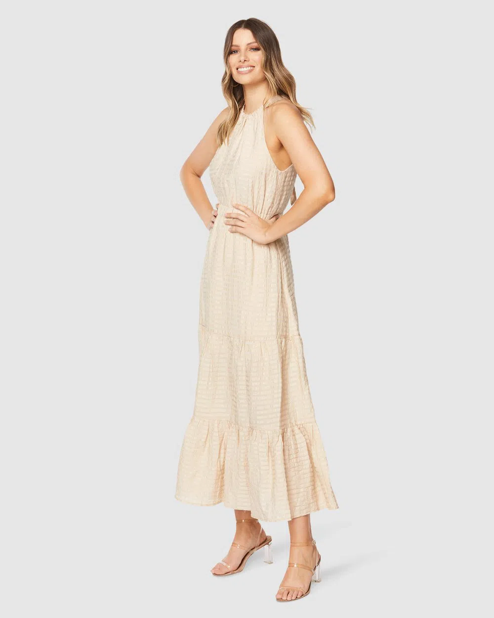 Pilgrim Aaliyah Midi Dress Sand Size 16  - Image 3