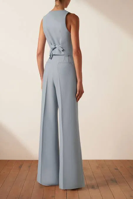 Shona Joy Irena Vest and Pants Set Chalk Blue Size 6  - Image 2