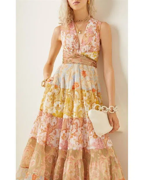 Zimmermann Postcard Pleated Midi Dress Print Size 3/Au 14  - Image 3