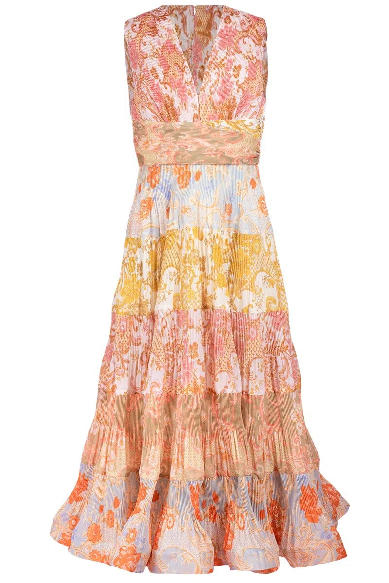 Zimmermann Postcard Pleated Midi Dress Print Size 3/Au 14  - Image 4