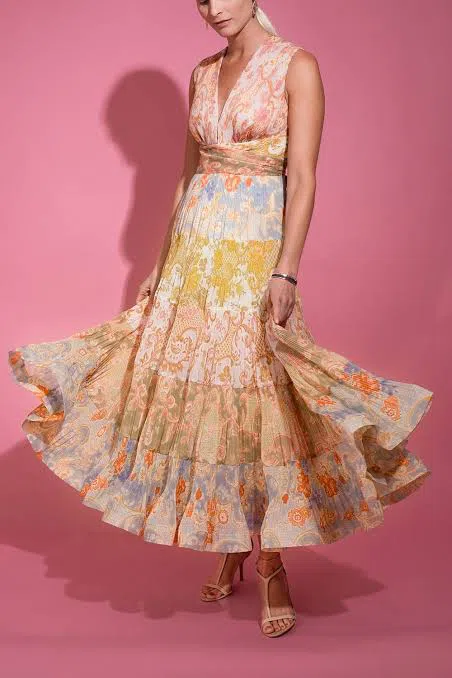 Zimmermann Postcard Pleated Midi Dress Print Size 3/Au 14  - Image 2