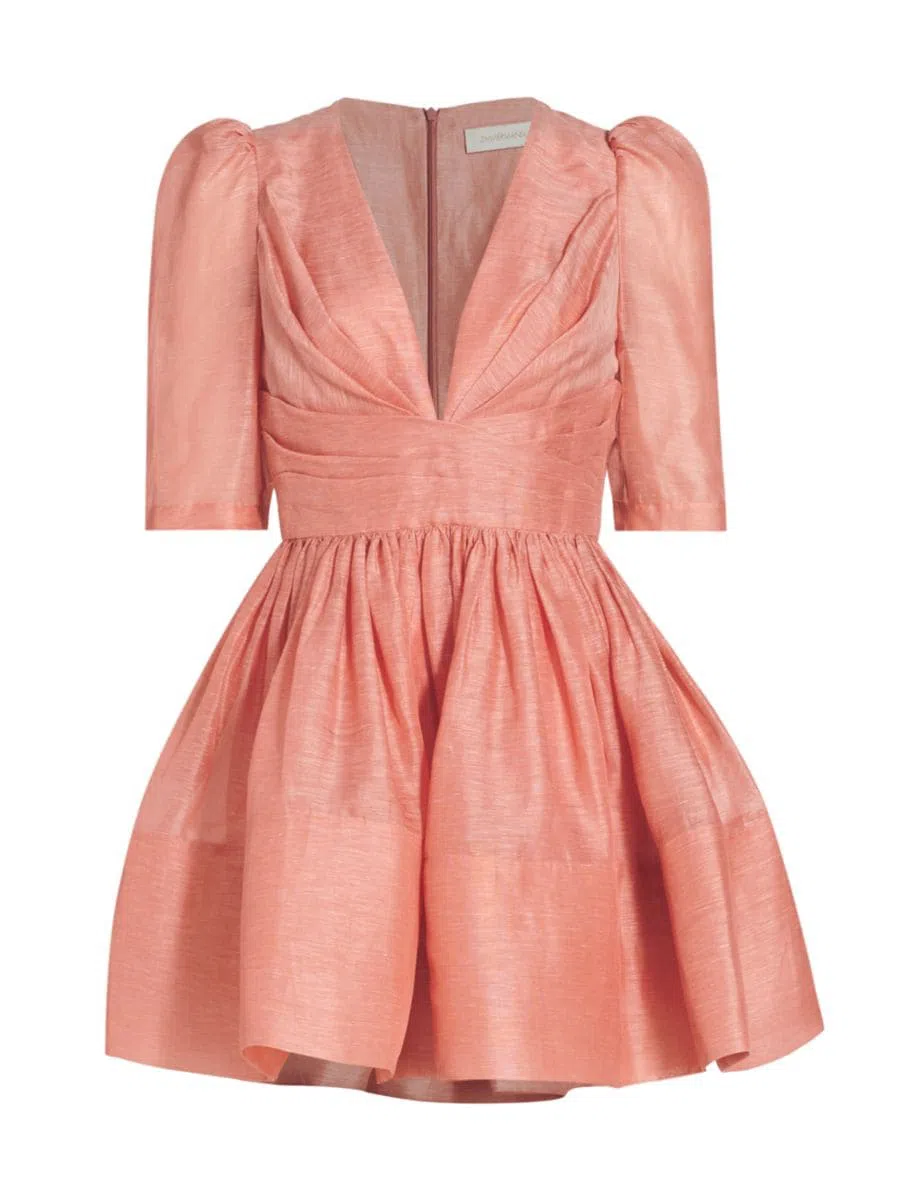 Zimmermann Wonderland Pleated Mini Dress Pink Size 1/ Au 10 - Image 3