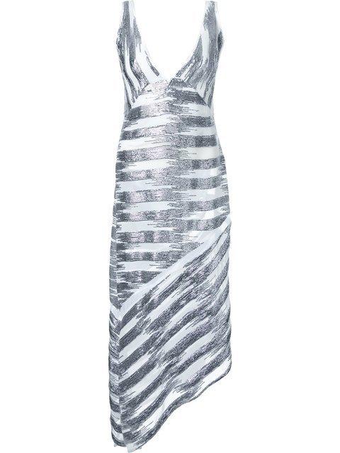 Manning Cartell Metallic Striped V-neck Dress Size 8 - Image 4