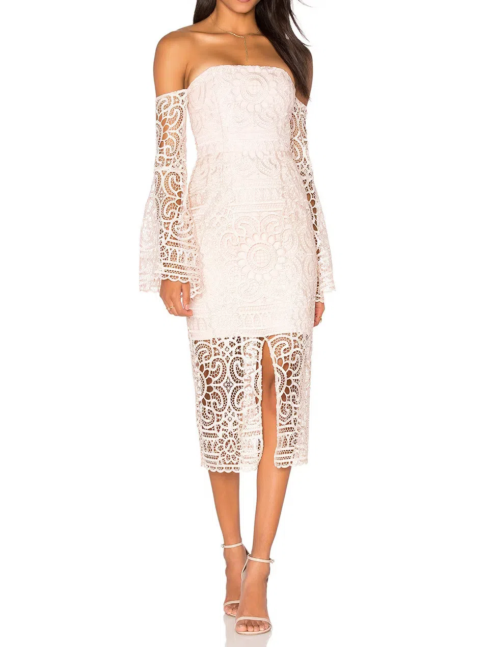 Nicholas Eva Geo Floral Lace Strapless Dress Antique Pink Size 0 / Au 6 - Image 1