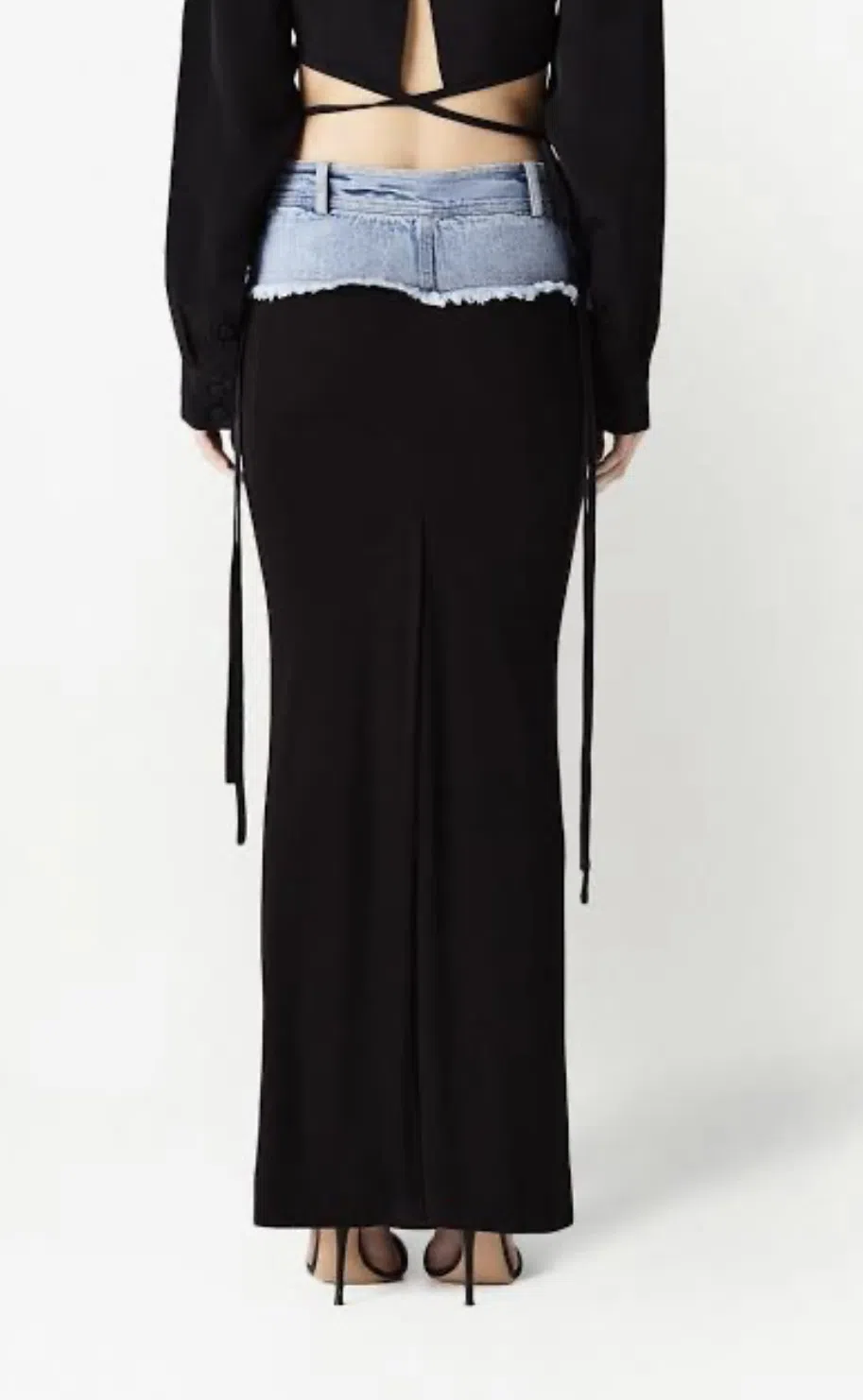 Christopher Esber Denim Belt Column Skirt Denim Black Size AU 6 - Image 4