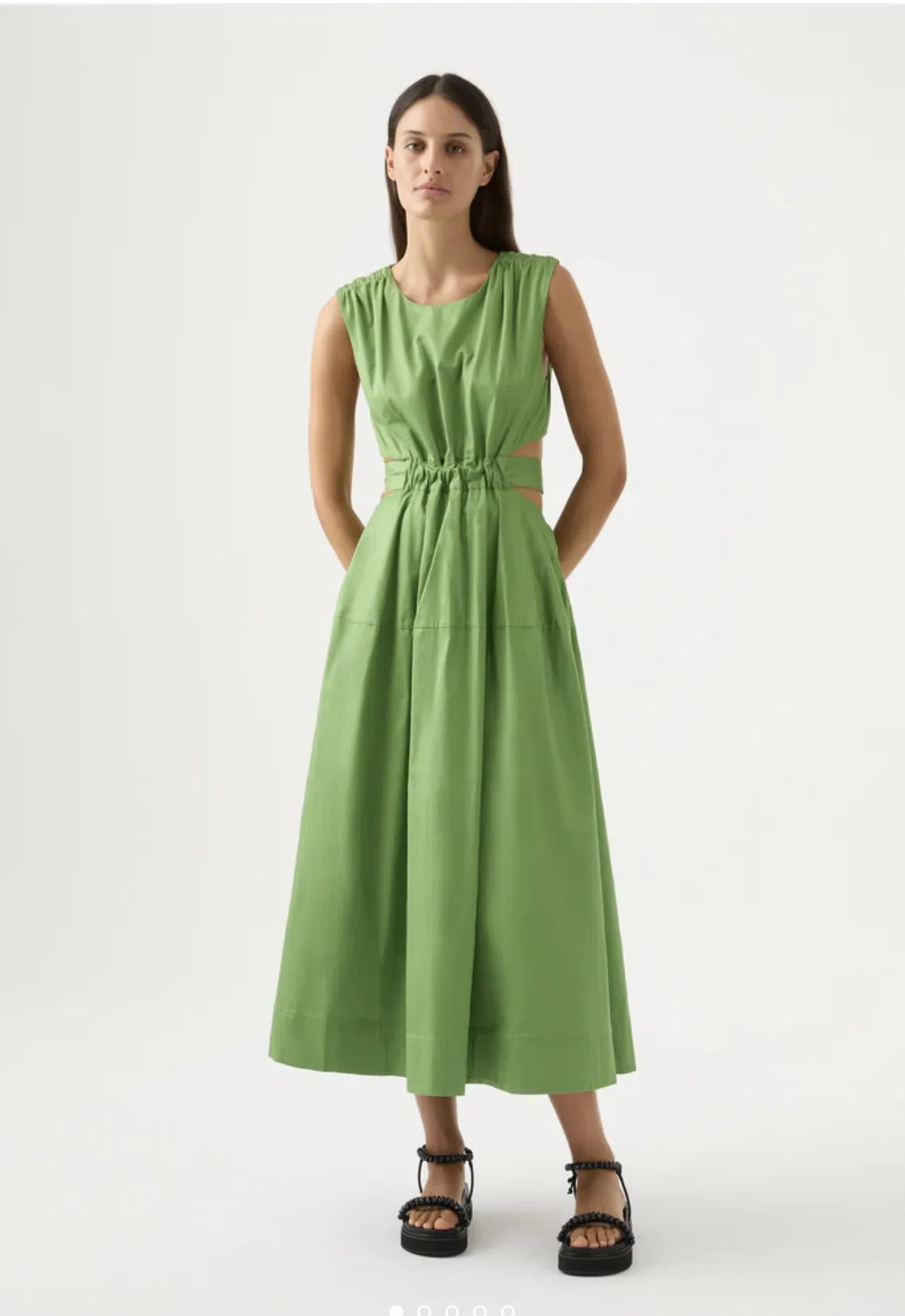 Aje Zorina Tie Midi Dress Green Size 8 - Image 1