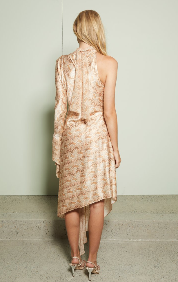 Bec & Bridge Anaconda Long Sleeve Midi Dress Python Print Size 6 - Image 3