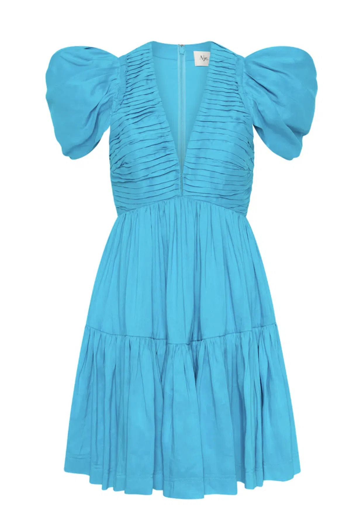 Aje Severine Tiered Mini Dress Sky Blue Size 8 - Image 4