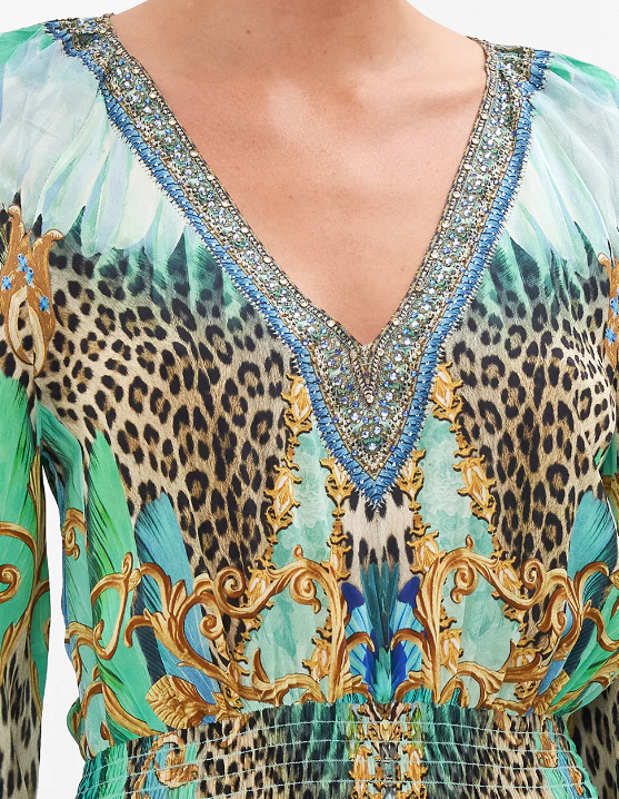 Camilla Dress With Shirred Waist and Cuff Multi Size XL / AU 16  - Image 6