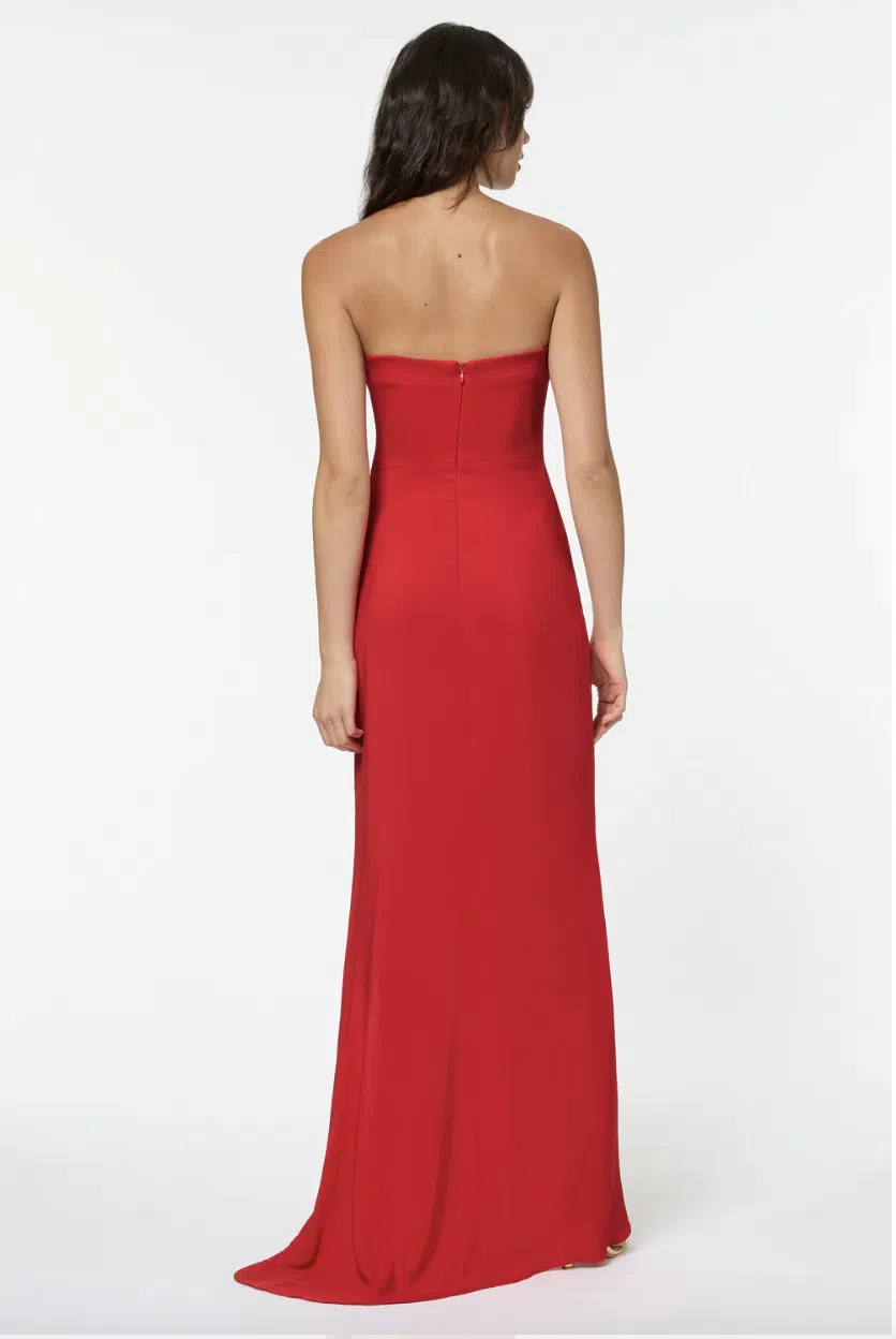 Manning Cartell Asymmetrical Games Strapless Gown Scarlet Size 8 / S - Image 3