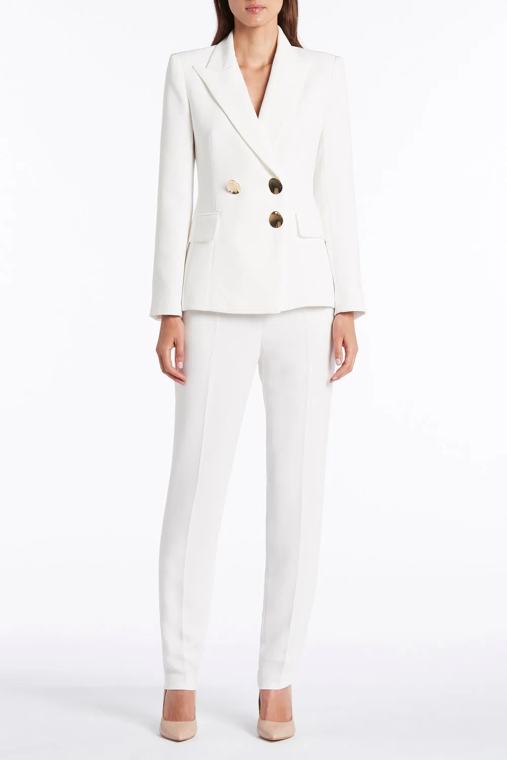 Carla Zampatti  Long Line Jacket and Pants White Size 10 - Image 1