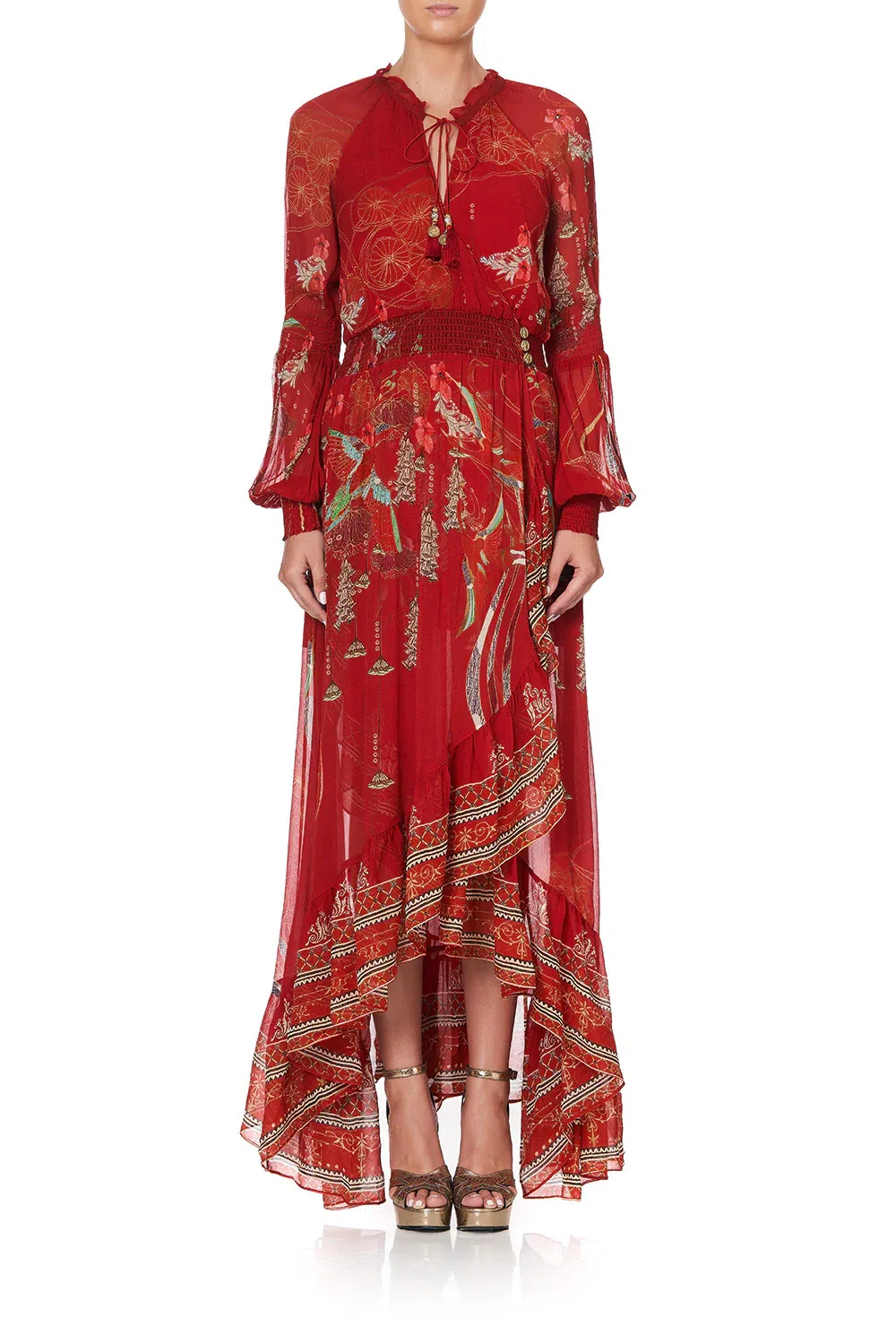 Camilla Blouson Sleeve Wrap Dress "Forbidden Fruit" Red Size XL / AU 16 - Image 2