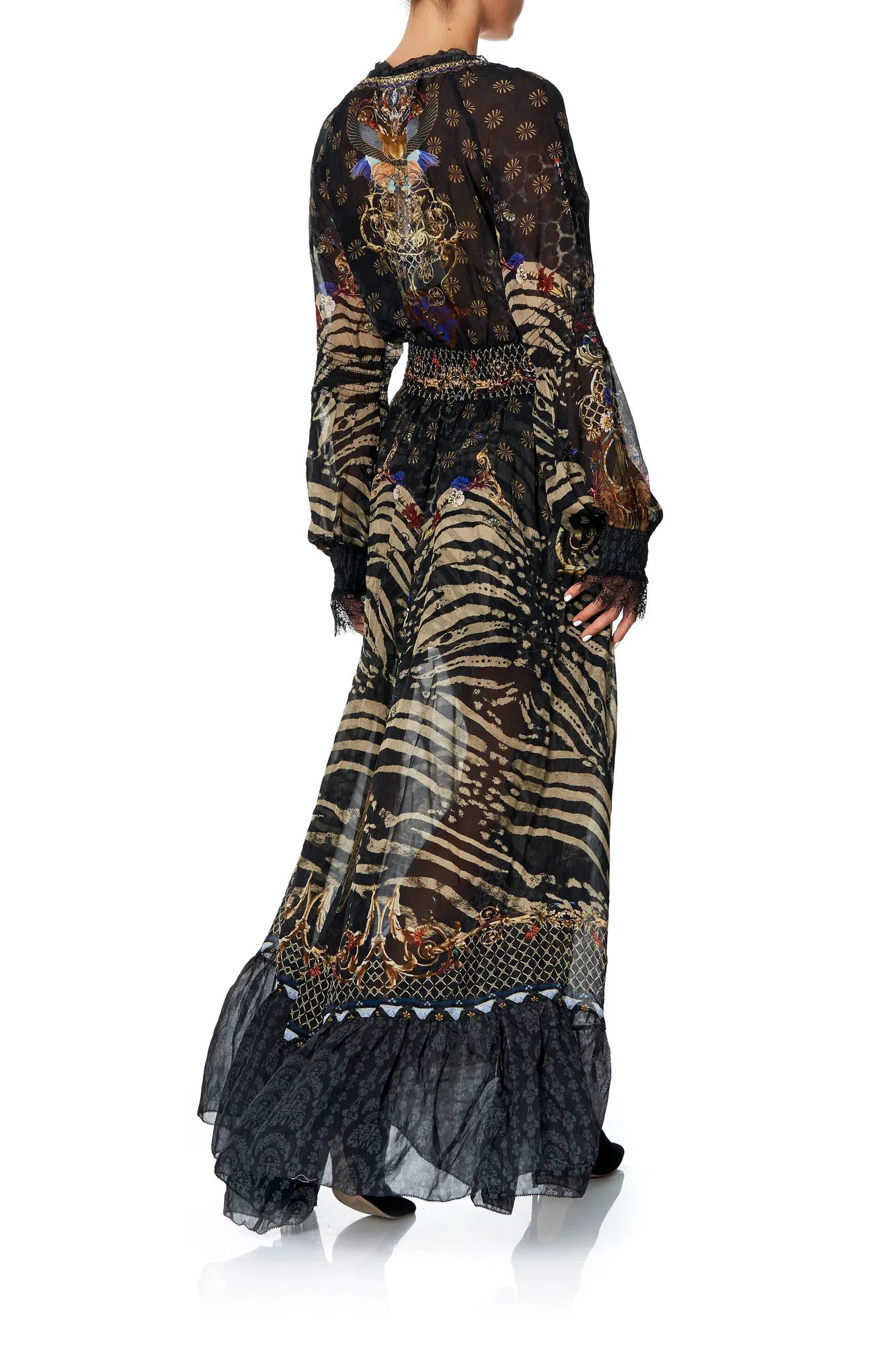 Camilla Blouson Sleeve Wrap Dress "The Night We Met" Print Black Size XXL / AU 18 - Image 2