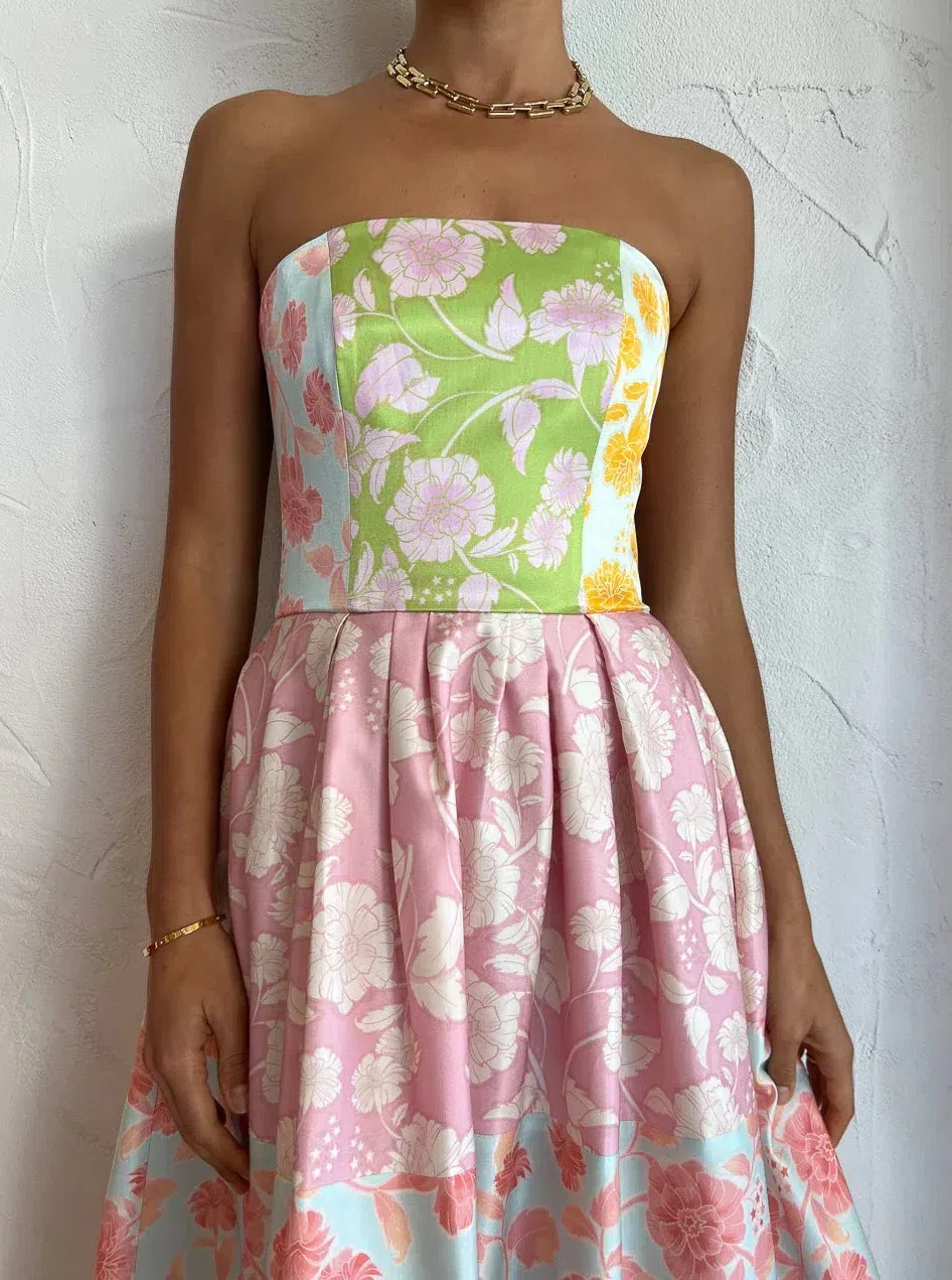 Leo Lin Ana Halterneck Maxi Dress Anemone Splice Print Size 12 - Image 2