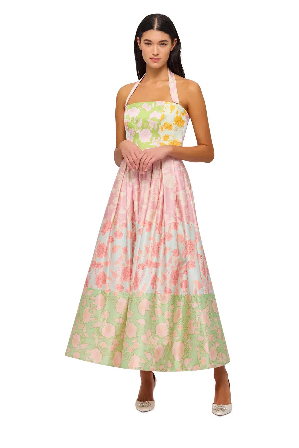 Leo Lin Ana Halterneck Maxi Dress Anemone Splice Print Size 12 - Image 3