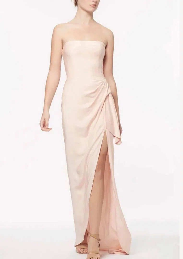 Manning Cartell Asymmetrical Games Strapless Gown Blush Size 8 - Image 3