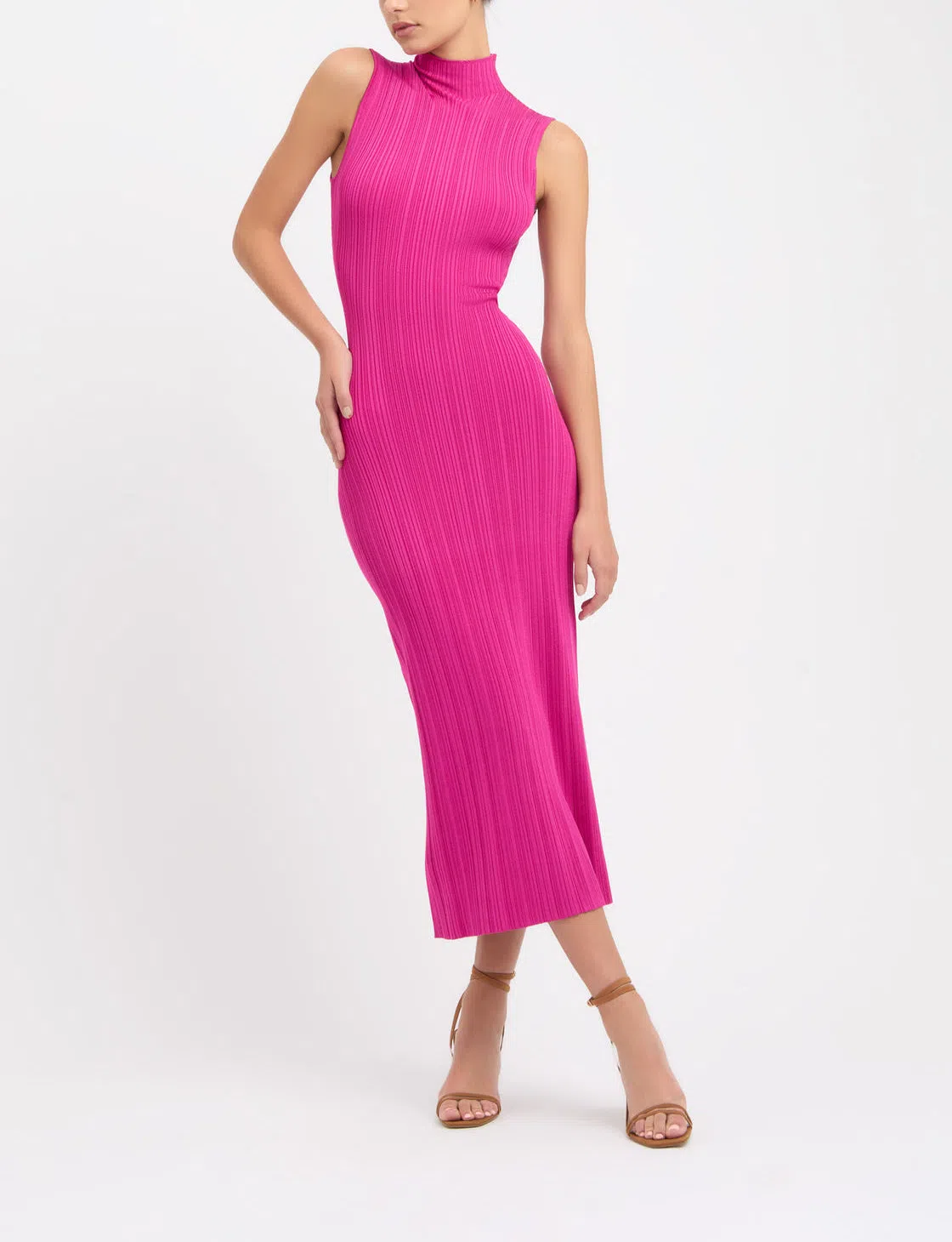 Kookai Raisa Funnel Midi Dress Fuchsia Size 38 / Au 10 - Image 1