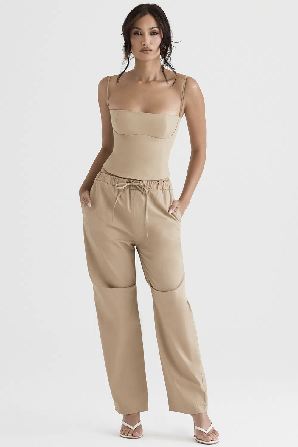 House of CB Audette Structured Corset and Luna Cargo Trousers Set Camel Size S / Au 8 - Image 2