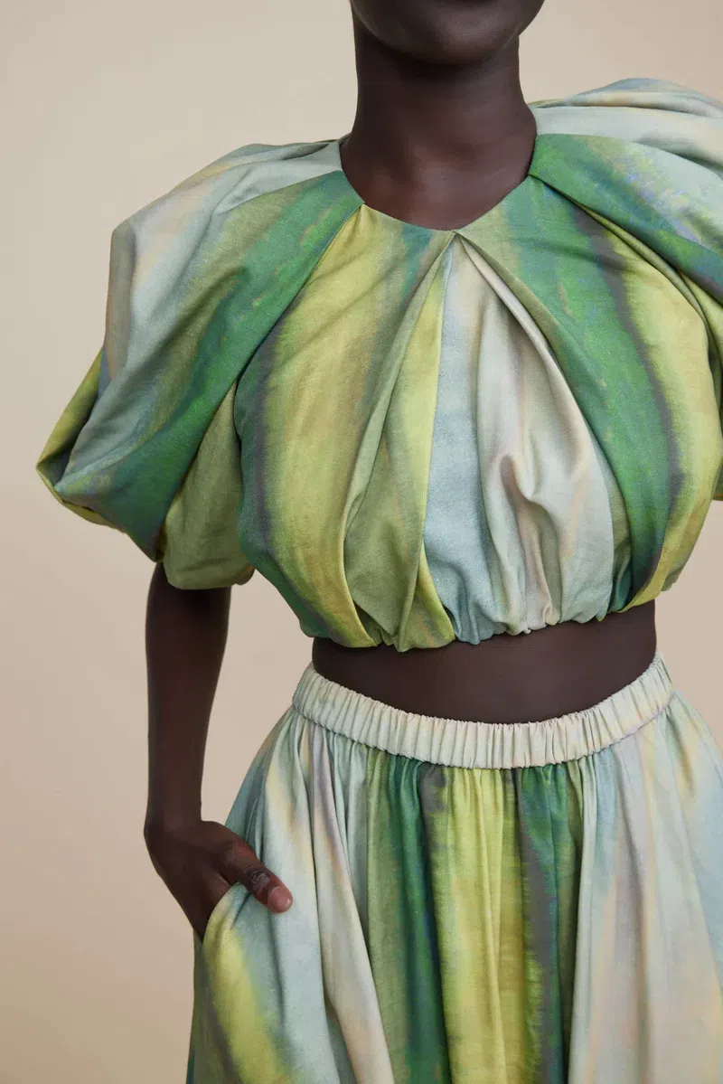 Acler Cumberland Top Green Multi Size 8 - Image 4