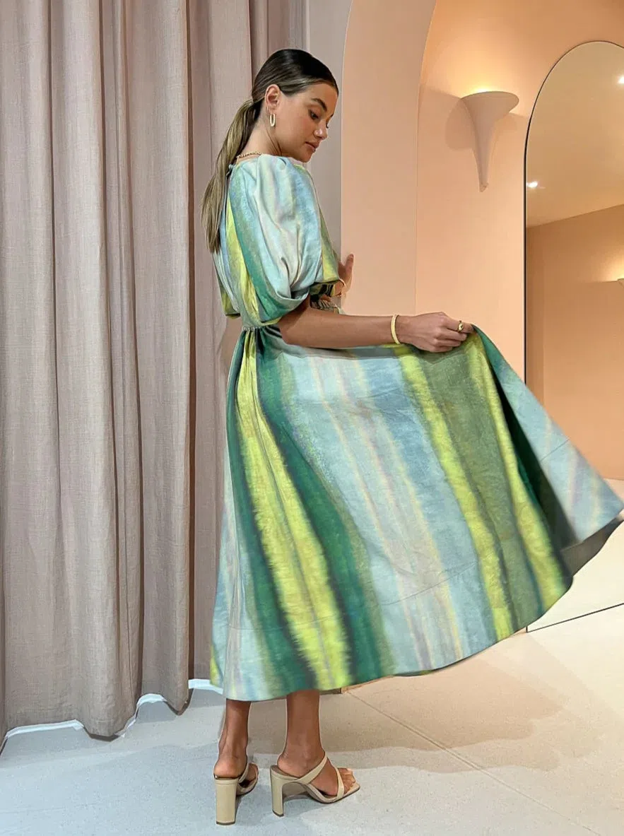 Acler Cumberland Top Green Multi Size 8 - Image 2