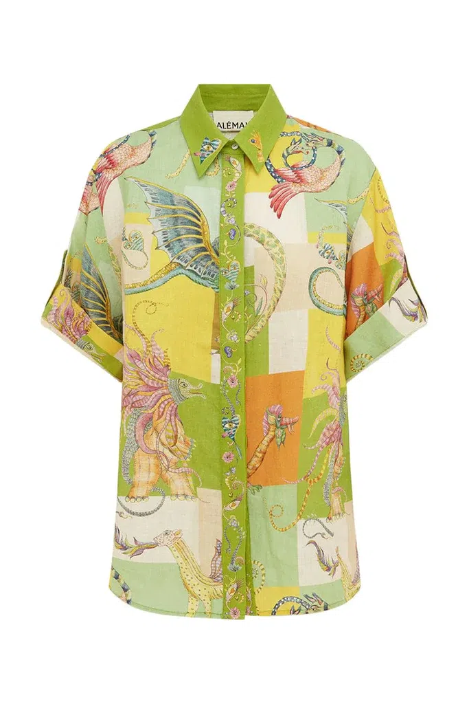 Alemais Jerome Button Up Shirt Multi Print Size 8 - Image 2