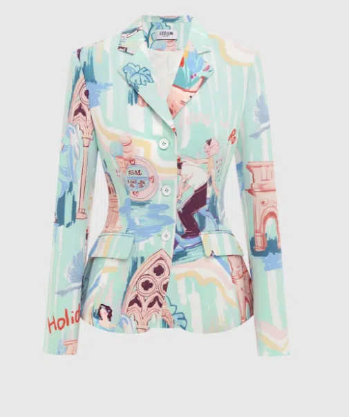 Leo Lin James Fitted Blazer - Vacanza Print Size 16 - Image 1