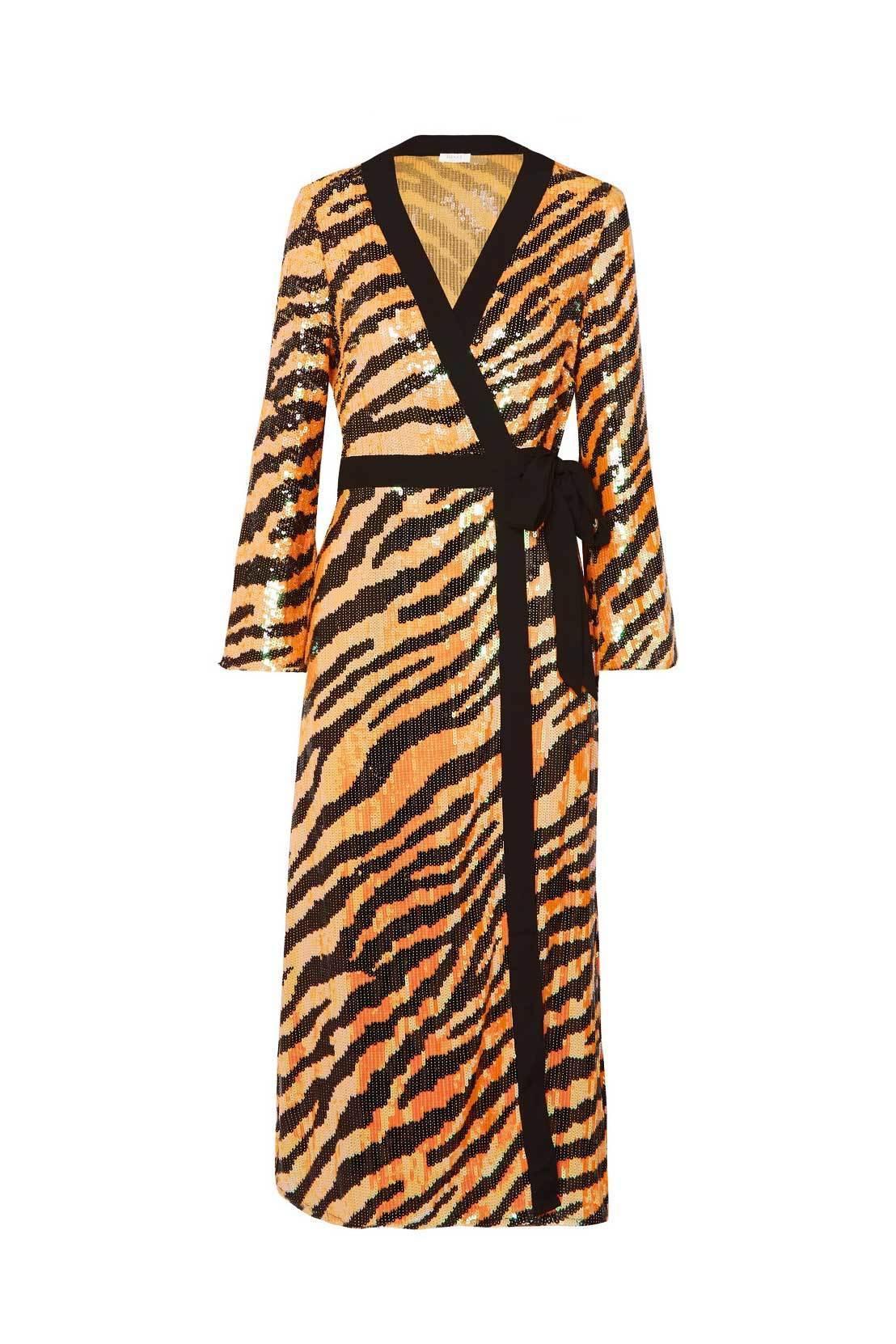 Rixo London Gigi Tiger Sequin Dress Midi Size 12 - Image 5