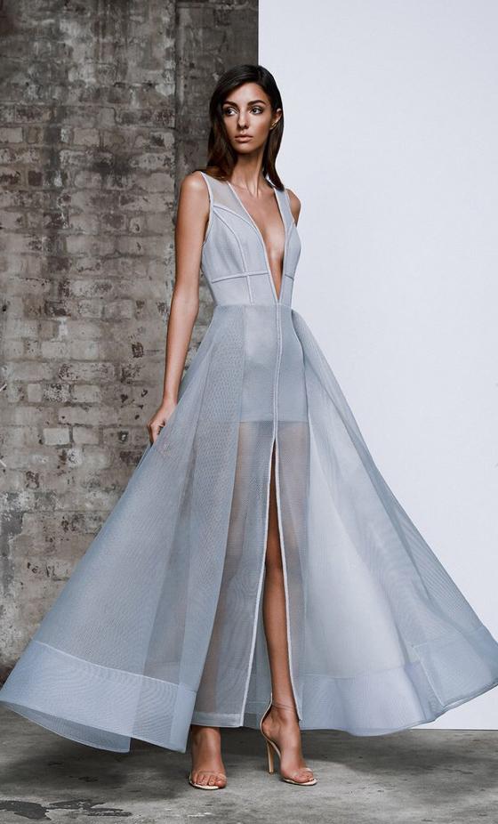 Lexi Plexus Light Grey Gown Size 6 - Image 2